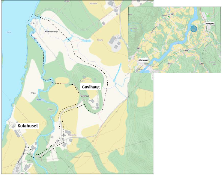 Kart Guvihaug - Klikk for stort bilde
