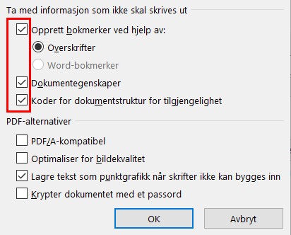 Bilde av hvordan lagre Word-dokument med struktur - Klikk for stort bilde